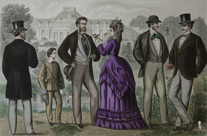 1871 年 6 月のビクトリア朝の紳士服