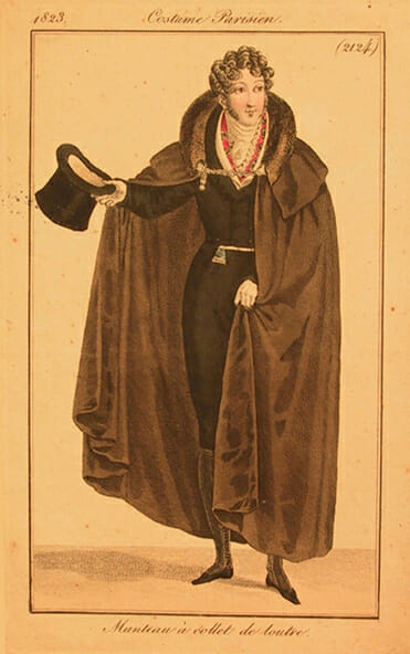1823 French manteau a collet de loutre (otter collar coat)