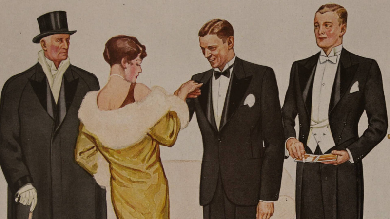 Etiqueta e códigos de vestimenta de gravata preta vintage
