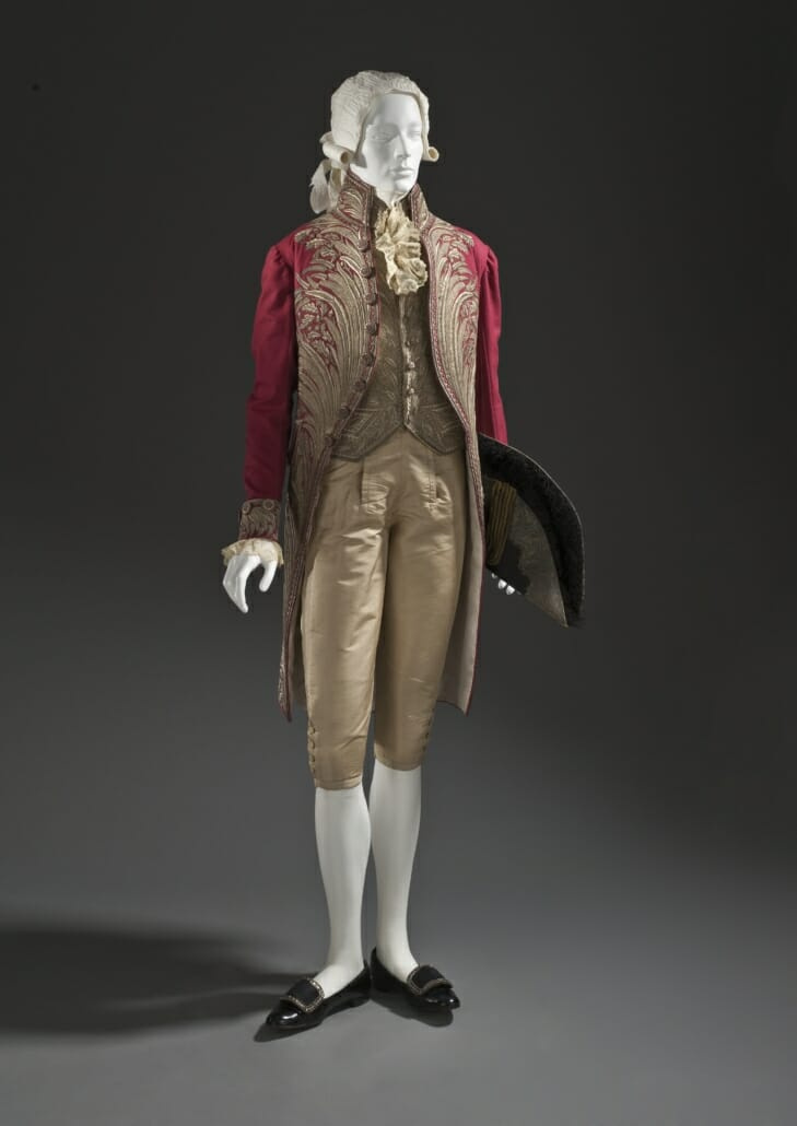 1800s Court Dress Casaco e colete masculino com bordado de fio de metal - LA County Museum