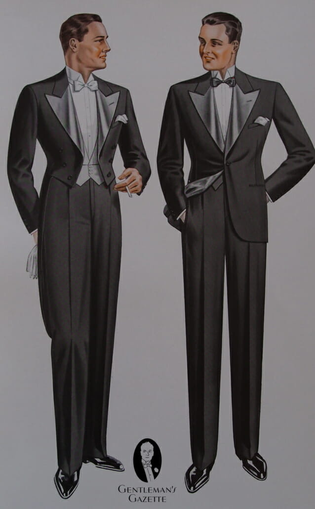 Gravata branca e gravata preta estilo Londres de 1934 - corte completo e formal