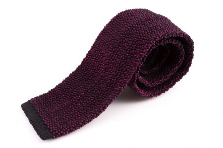 Corbata de punto bicolor en seda negra y rosa magenta Changeant - Fort Belvedere