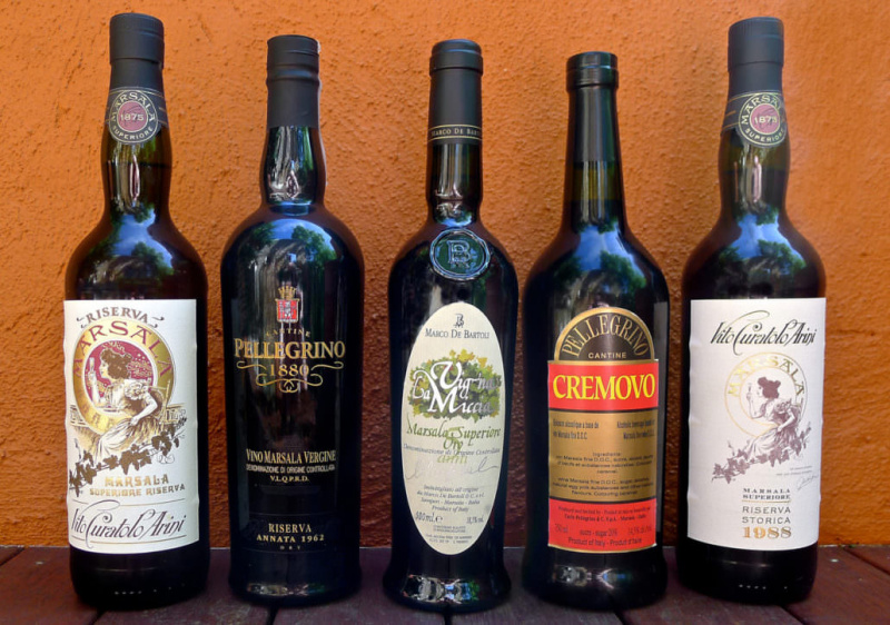 Některé příklady vína Marsala