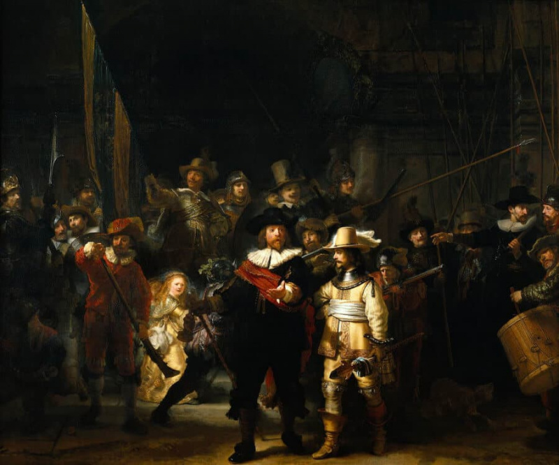 La Ronde de nuit de Rembrandt est un exemple d