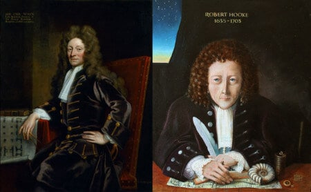 LTR Portraits de Sir Christopher Wren et Robert Hooke