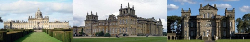 LTR Castle Howard, York, Anglie, Blenheim Palace, Woodstock, Anglie, Seaton Delaval Hall, Seaton Delaval, Anglie