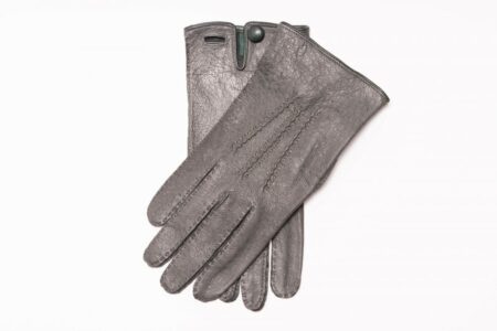 Peccary rukavice bez podšívky v šedé barvě s knoflíkem - Fort Belvedere