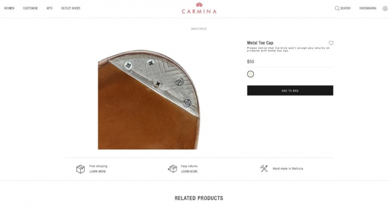 Carmina má možnost přidat na podrážky boty kovovou tužinku.