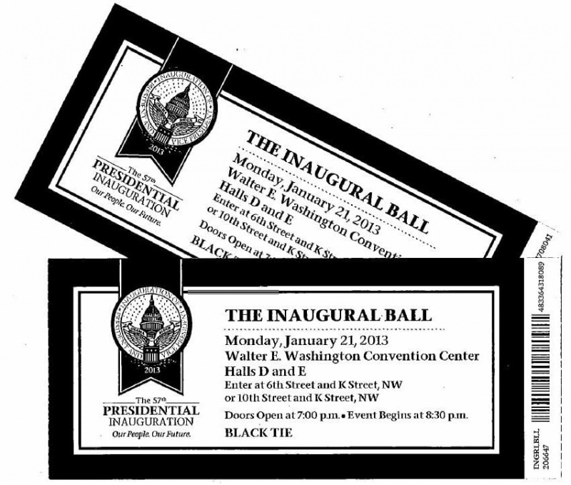 billets pour le bal inaugural 2013