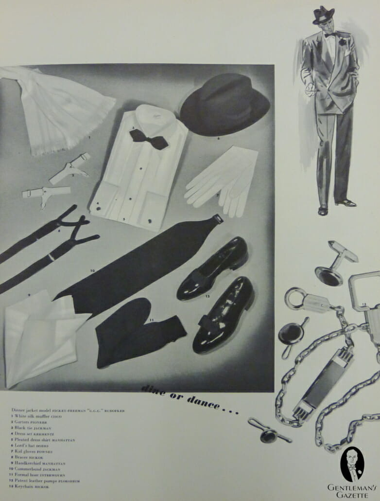 Accessoires de cravate noire 1940