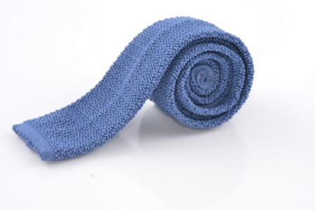 Cravate Tricot en Soie Solide Bleu-Gris Acier
