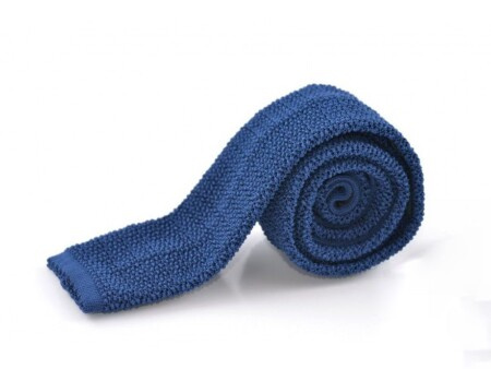 Cravate Tricot en Soie Solide Bleu de Prusse